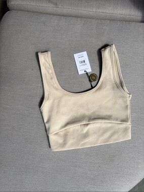 Noize Beige Scoop Neck Crop Tank